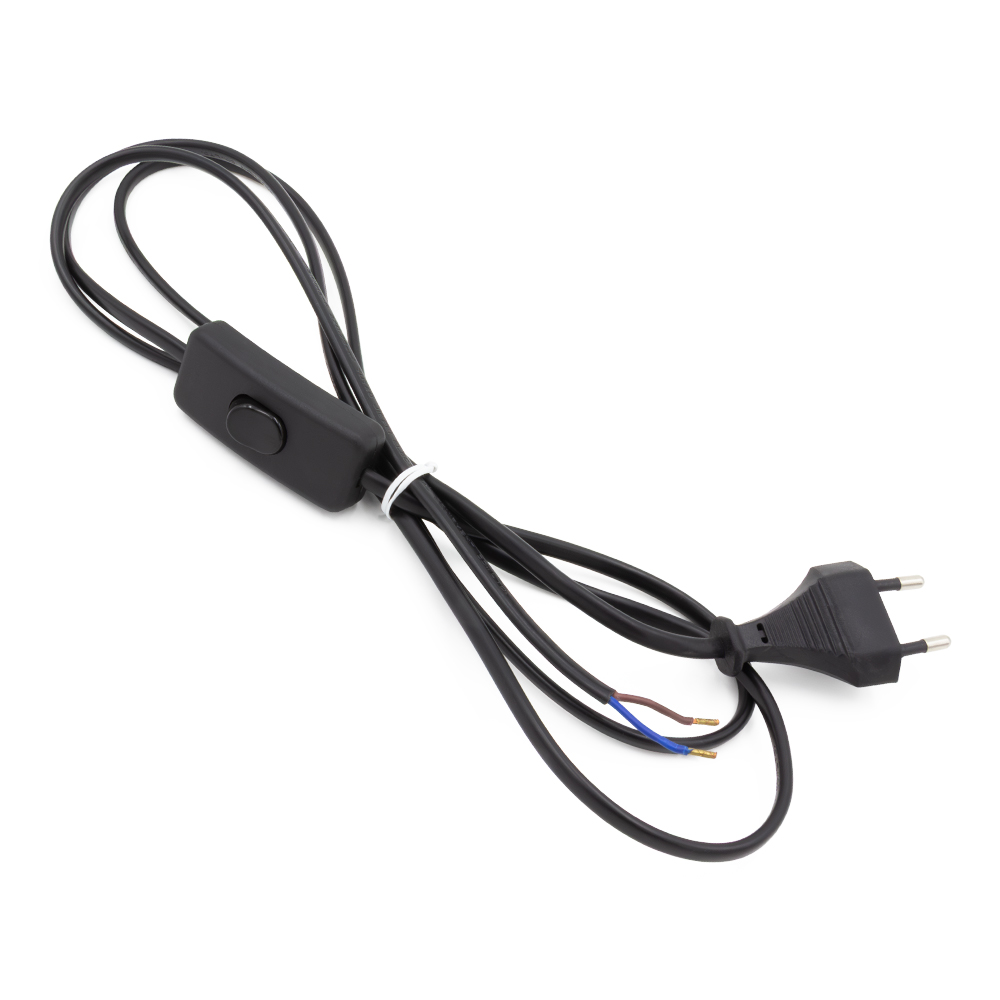 Zuleitungskabel - Eurostecker mit Handschalter - 1,8 m - Schwarz