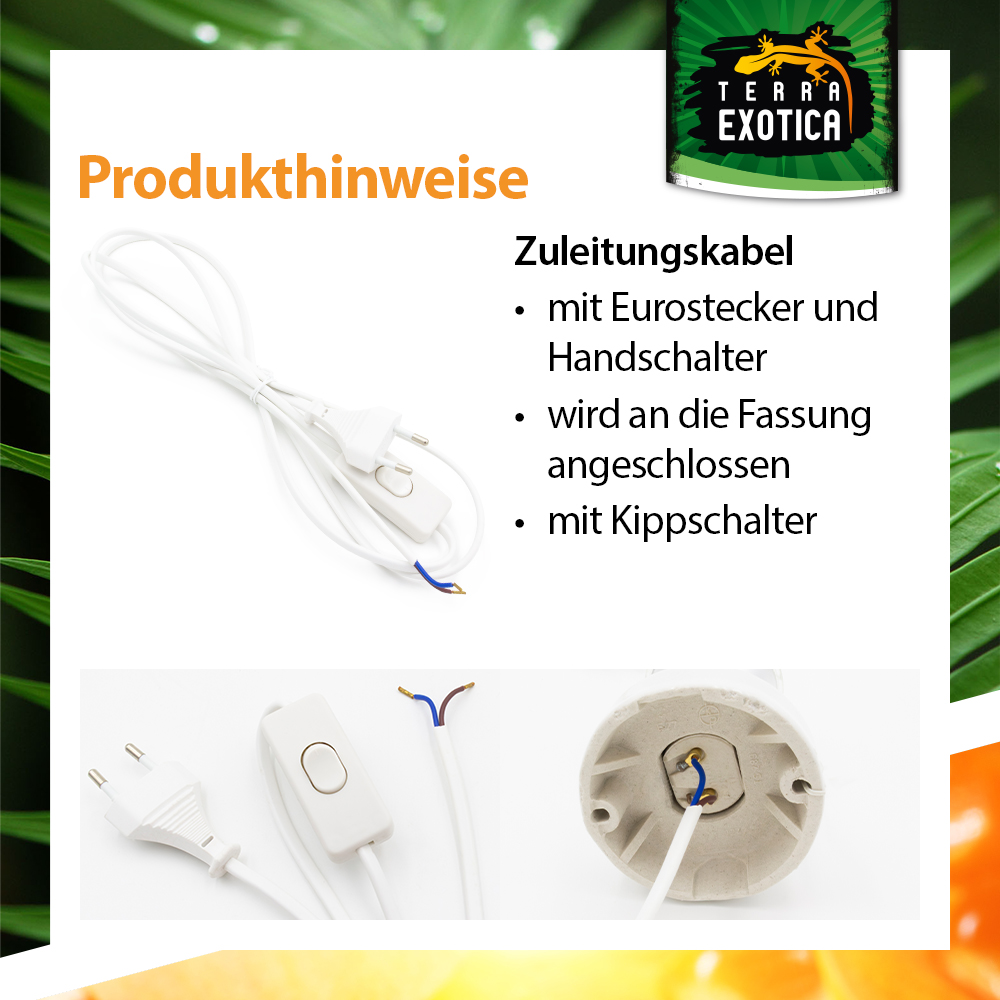 Zuleitungskabel - Eurostecker mit Handschalter - 1,8 m - Weiß