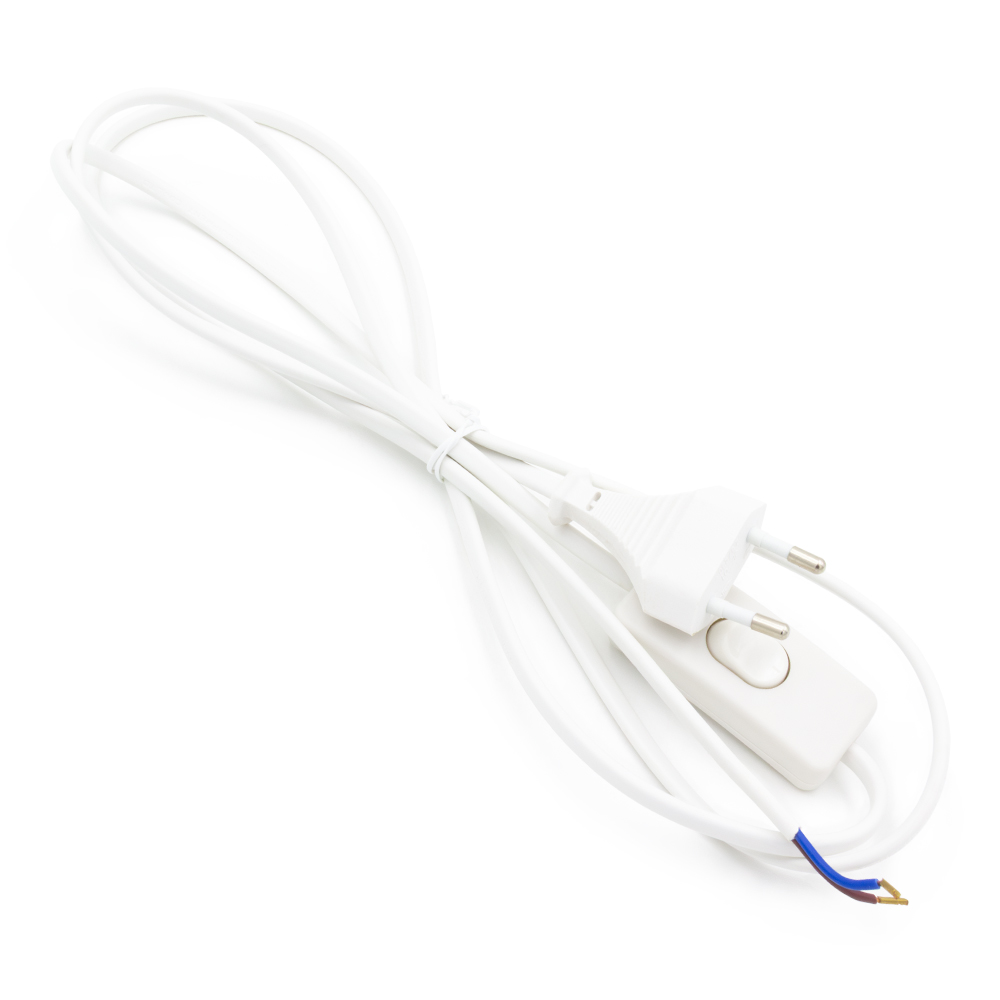 Zuleitungskabel - Eurostecker mit Handschalter - 1,8 m - Weiß