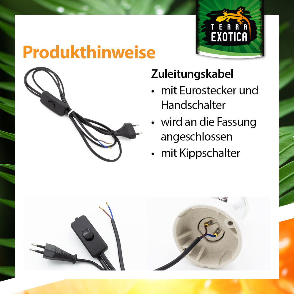 Zuleitungskabel - Eurostecker mit Handschalter - 1,8 m - Schwarz